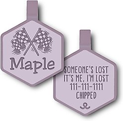 Besties Mini Speed Zone Racing Jingle-Free Silicone Dog ID Tag, Heather Purple