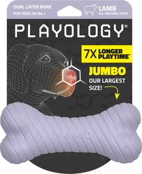 Playology Lamb Scented Dual Layer Bone Dog Toy, Jumbo