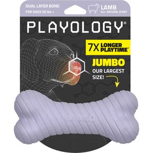 Playology Lamb Scented Dual Layer Bone Dog Toy, Jumbo