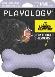 Playology Lamb Scented Dual Layer Bone Dog Toy, Medium, 1 count