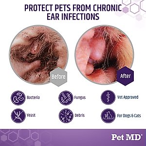 Pet MD Tris Flush Dog & Cat Ear Cleaner, 12-fl oz bottle
