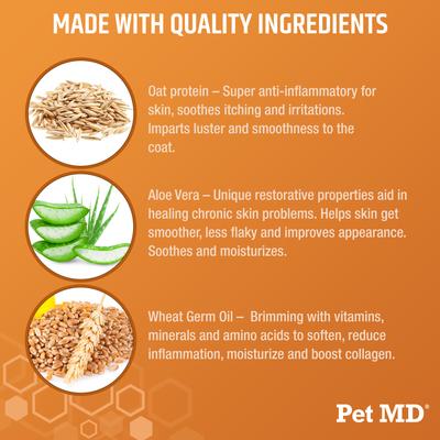 Show full view: Pet MD Oatmeal & Aloe Itch Relief Dog & Cat Shampoo, 16-fl oz bottle slide 5 of 8