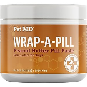 Pet MD Wrap-A-Pill Peanut Butter Flavored Pill Paste Nutritional Supplement for Dogs & Cats, 4.2-oz tub