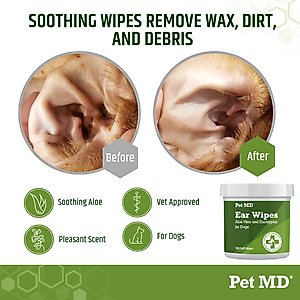 Pet MD Aloe Vera & Eucalyptus Dog Ear Wipes, 100 count