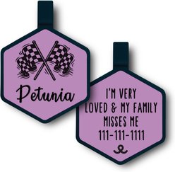 Besties Speed Zone Racing Jingle-Free Silicone Dog ID Tag, Lavender