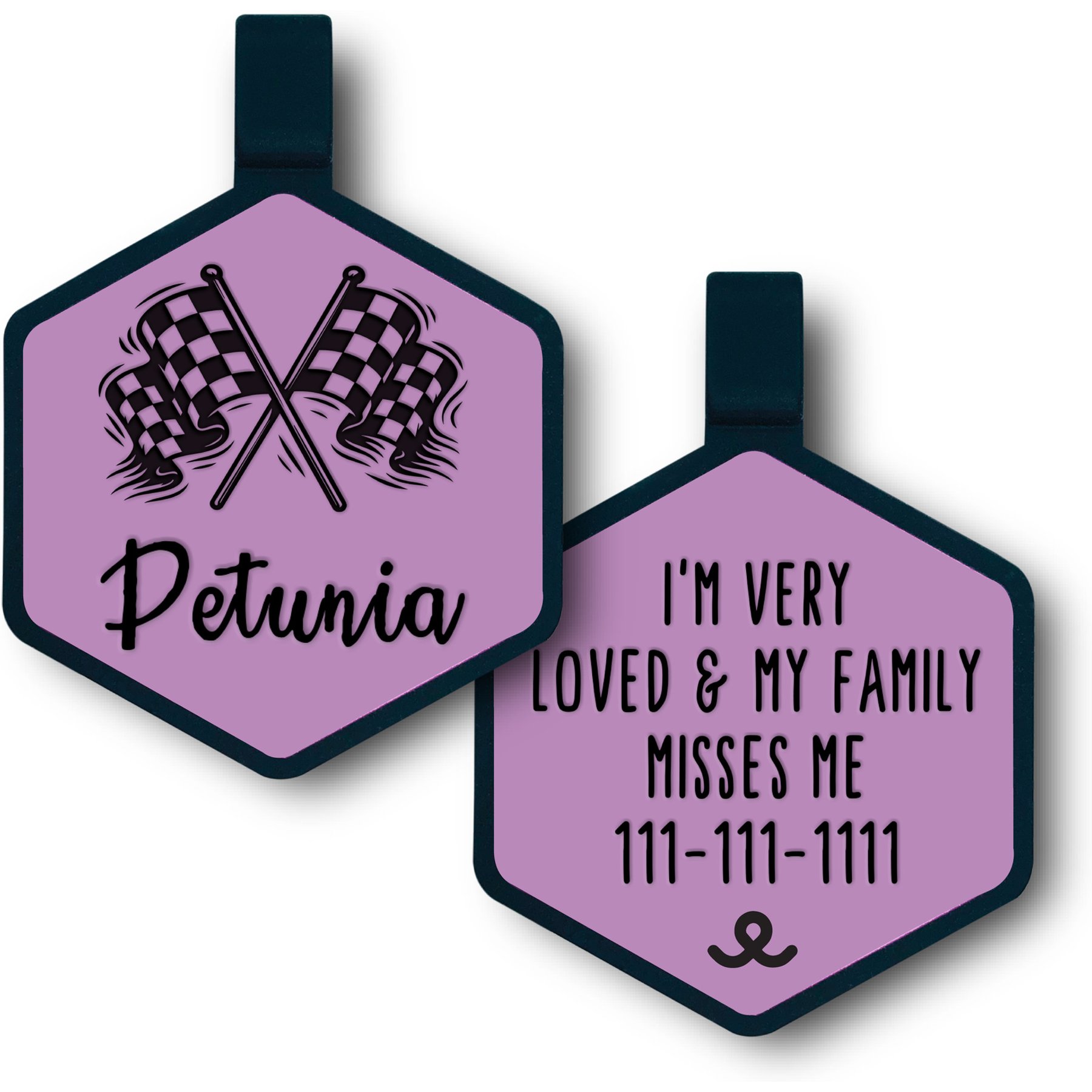 Besties Speed Zone Racing Jingle-Free Silicone Dog ID Tag, Lavender