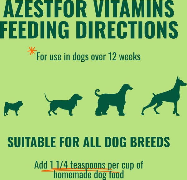 Azestfor Homemade Dog Food Veggie Flavored Powder Multivitamins for Dogs, 1-lb bag