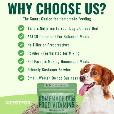Show full view: Azestfor Homemade Dog Food Veggie Flavored Powder Multivitamins for Dogs, 1-lb bag slide 5 of 10