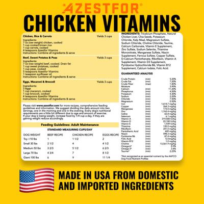 Show full view: Azestfor Homemade Dog Food Chicken Flavored Powder Vitamins for Dogs, 1-lb bag slide 7 of 10