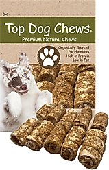 Top Dog Chews Mini Bully Dusted Cheek Rolls Natural Dog Chew Treats, 10 count
