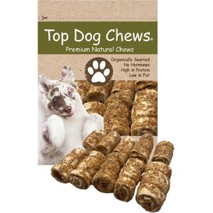 Top Dog Chews Mini Bully Dusted Cheek Rolls Natural Dog Chew Treats, 10 count