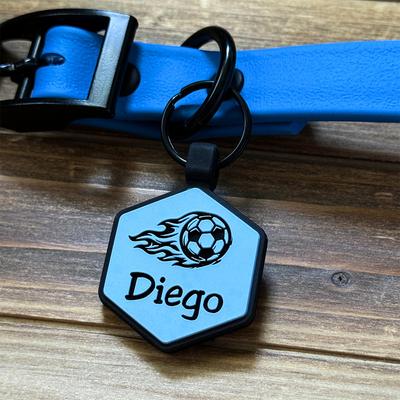 Show full view: Besties Soccer Star Jingle-Free Silicone Dog ID Tag, Flamingo Pink slide 3 of 10