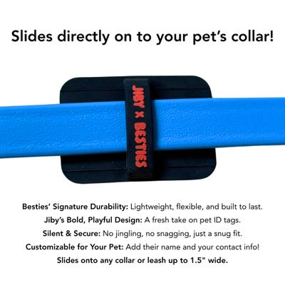 Show full view: Besties Hello My Name Is Personalized Silicone Slide-On Dog & Cat ID Tag, Red slide 2 of 7