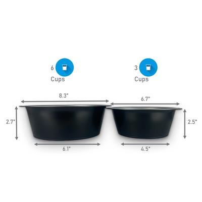 Show full view: Hiddin Double Glam Dog Bowl, Black/Silver, Medium slide 3 of 3