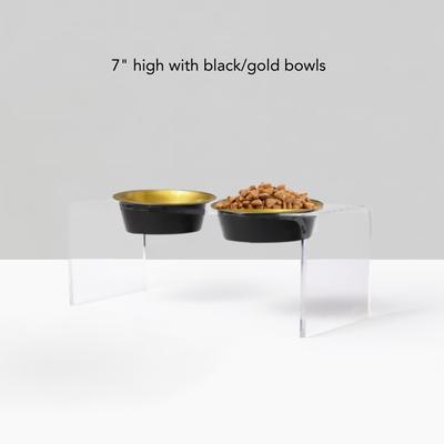 Show full view: Hiddin Double Glam Dog Bowl, Black/Gold, Medium slide 2 of 4