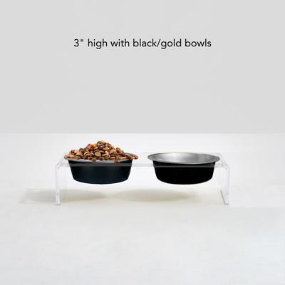 Show full view: Hiddin Double Glam Dog Bowl, Black/Silver, Small slide 2 of 4