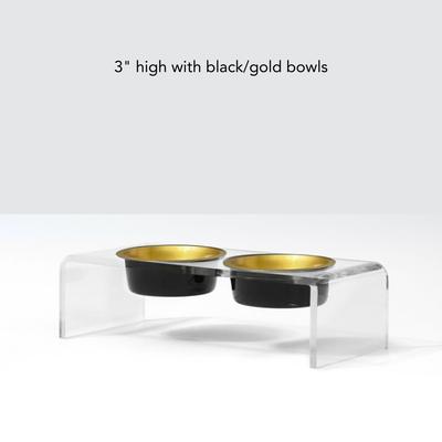 Show full view: Hiddin Double Glam Dog Bowl, Black/Gold, Small slide 3 of 5