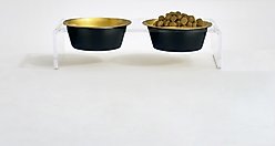 Hiddin Double Glam Dog Bowl, Black/Gold, Small