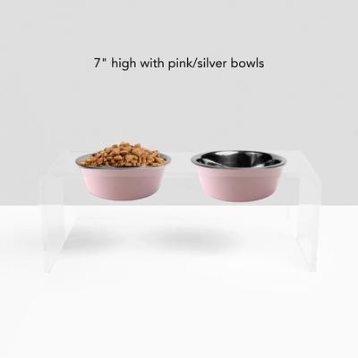 Show full view: Hiddin Clear Double 2-Tone Dog Bowl, Pink, Medium slide 2 of 2