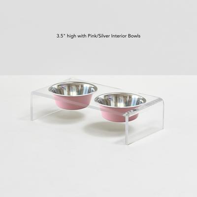 Show full view: Hiddin Clear Double 2-Tone Dog Bowl, Pink, Small slide 3 of 5