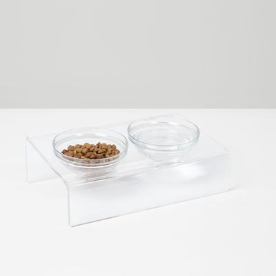 Show full view: Hiddin Clear Glass Slant Double Dog Bowl, 4-cup slide 3 of 6