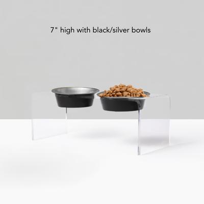 Show full view: Hiddin Double Glam Dog Bowl, Black/Silver, Medium slide 2 of 3