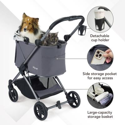 Show full view: Ibiyaya Maxi Deep Carriage Dog Stroller, Twin Gray slide 5 of 9