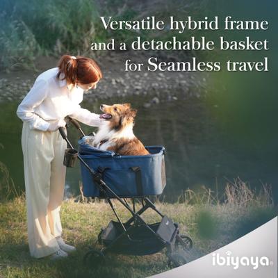 Show full view: Ibiyaya Travois Tri-fold Dog Travel System, Nautical Blue, X-Large slide 2 of 8