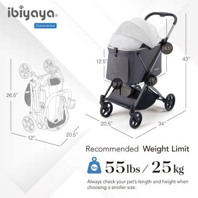 Show full view: Ibiyaya Maxi Deep Carriage Dog Stroller, Twin Gray slide 7 of 9