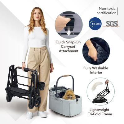 Show full view: Ibiyaya Tinker Detachable Dog Stroller, Sage Green, Small slide 4 of 10