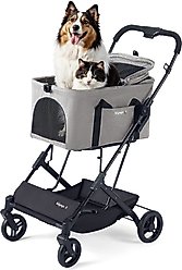 Ibiyaya Travois Tri-fold Dog Travel System, Taupe Gray, X-Large