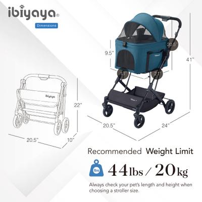 Show full view: Ibiyaya Travois Tri-fold Dog Travel System, Nautical Blue, X-Large slide 7 of 8