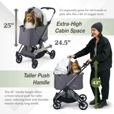 Show full view: Ibiyaya Maxi Deep Carriage Dog Stroller, Twin Gray slide 2 of 9