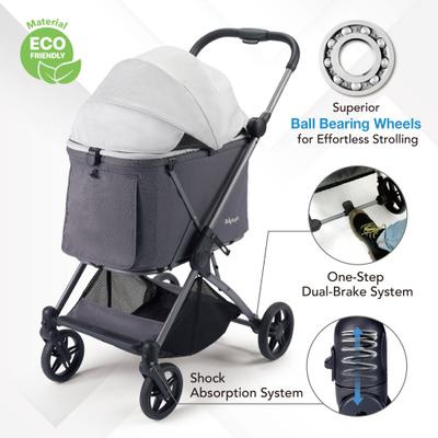 Show full view: Ibiyaya Maxi Deep Carriage Dog Stroller, Twin Gray slide 4 of 9
