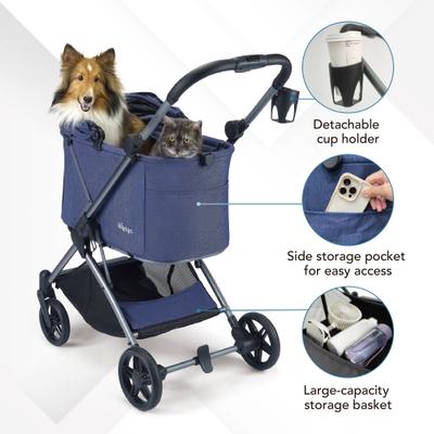 Show full view: Ibiyaya Maxi Deep Carriage Dog Stroller, Royal Blue slide 5 of 9
