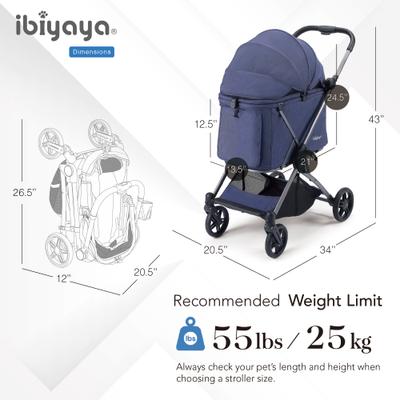 Show full view: Ibiyaya Maxi Deep Carriage Dog Stroller, Royal Blue slide 7 of 9