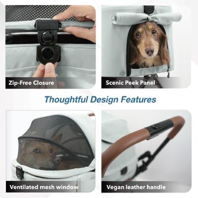 Show full view: Ibiyaya Tinker Detachable Dog Stroller, Sage Green, Small slide 8 of 10