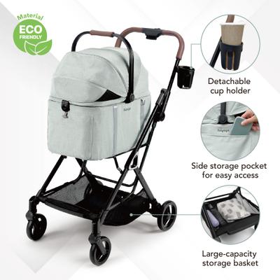 Show full view: Ibiyaya Tinker Detachable Dog Stroller, Sage Green, Small slide 6 of 10