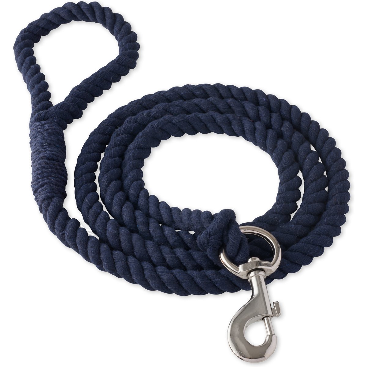 Pet Passion Tucker Twisted Rope Dog Leash, Navy, 7-ft long, 1-in wide