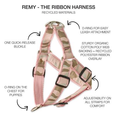 Show full view: Pet Passion Remy Recycled Ribbon Dog Harness, Pink Camo, Large: 22 to 26-in chest slide 2 of 3
