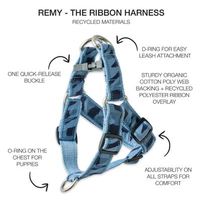 Show full view: Pet Passion Remy Recycled Ribbon Dog Harness, Navy Camo, Medium: 19 to 22-in chest slide 2 of 4