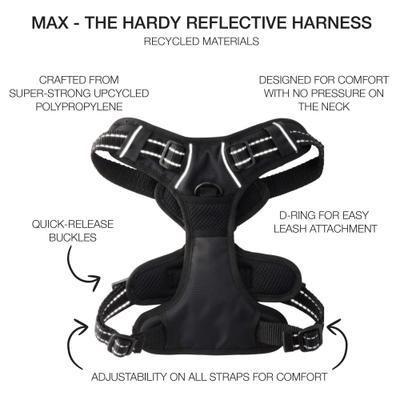 Show full view: Pet Passion Max Hardy Reflective Dog Harness, Black, Small: 15 to 19-in chest slide 3 of 6