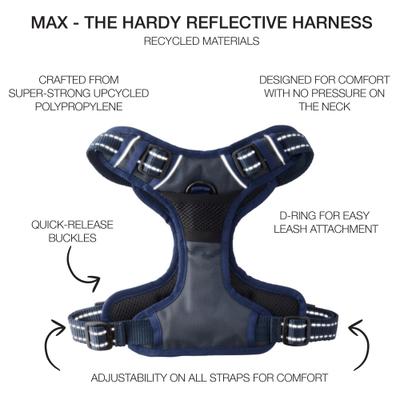 Show full view: Pet Passion Max Hardy Reflective Dog Harness, Navy, Medium: 19 to 22-in chest slide 3 of 5