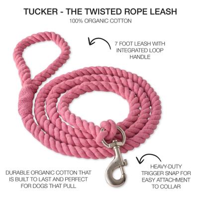 Show full view: Pet Passion Tucker Twisted Rope Dog Leash, Pink, 7-ft long, 1-in wide slide 2 of 5