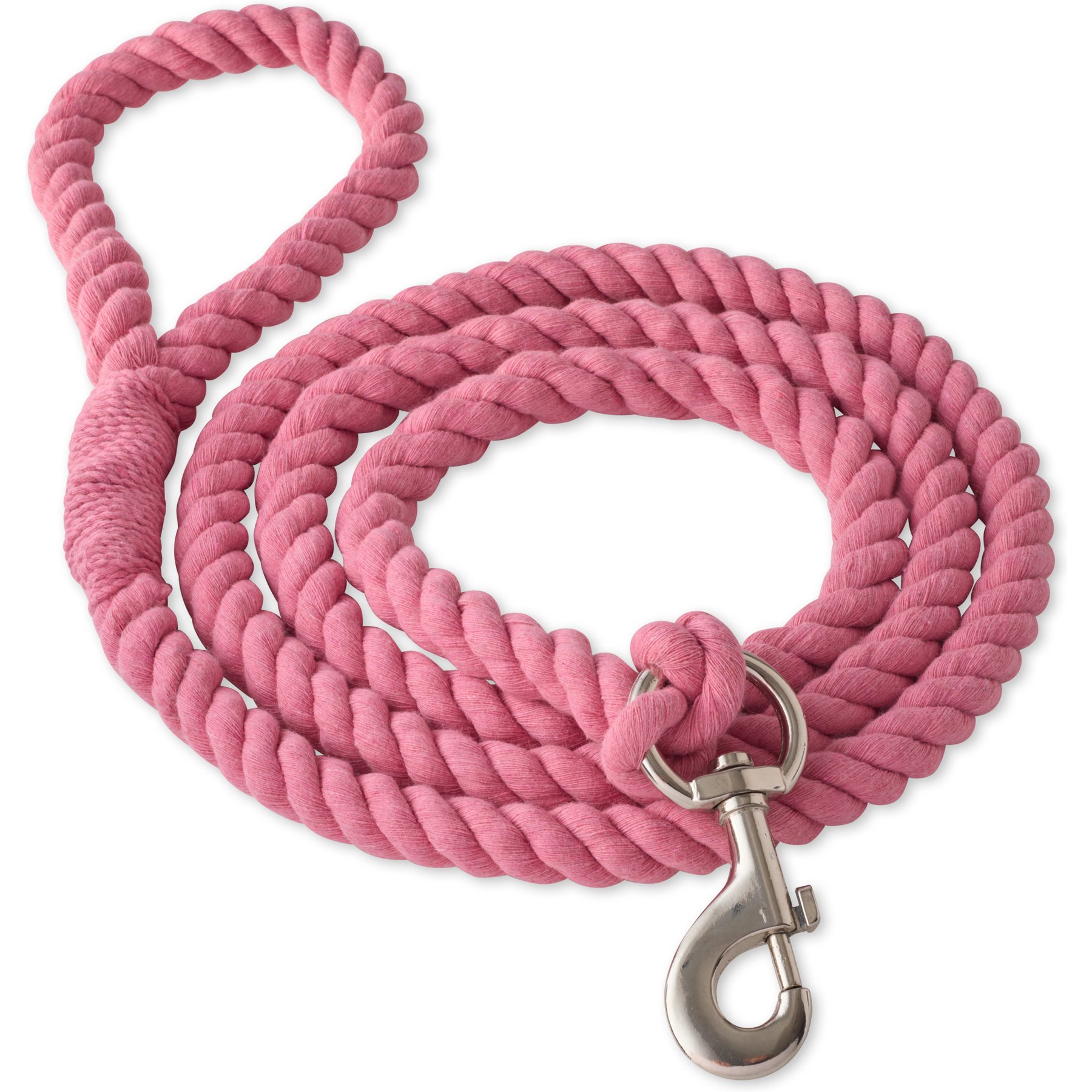 Pet Passion Tucker Twisted Rope Dog Leash, Pink, 7-ft long, 1-in wide