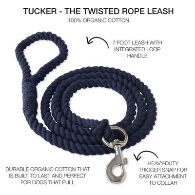 Show full view: Pet Passion Tucker Twisted Rope Dog Leash, Navy, 7-ft long, 1-in wide slide 3 of 6