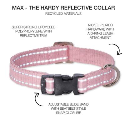 Show full view: Pet Passion Max Hardy Reflective Dog Collar, Pink, Large: 15 to 18-in neck, 1 1/4-in wide slide 3 of 5