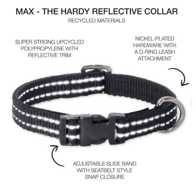 Show full view: Pet Passion Max Hardy Reflective Dog Collar, Black, X-Large: 18 to 22-in neck, 1 1/4-in wide slide 2 of 5