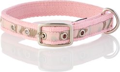 Pet Passion Remy Recycled Ribbon Dog Collar, Pink Camo, Medium: 13 to 16-in neck, 1-in wide