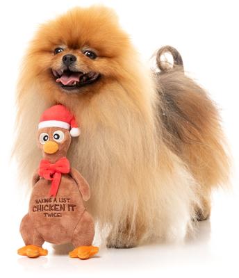 Show full view: FuzzYard Christmas Chicken It Twice Chook Dog Toy, Brown slide 4 of 4